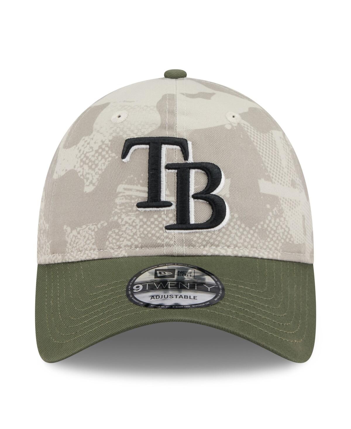 NEW ERA MEN'S LIGHT BEIGE/OLIVE TAMPA BAY RAYS 2025 ARMED FORCES DAY 9TWENTY ADJUSTABLE HAT 