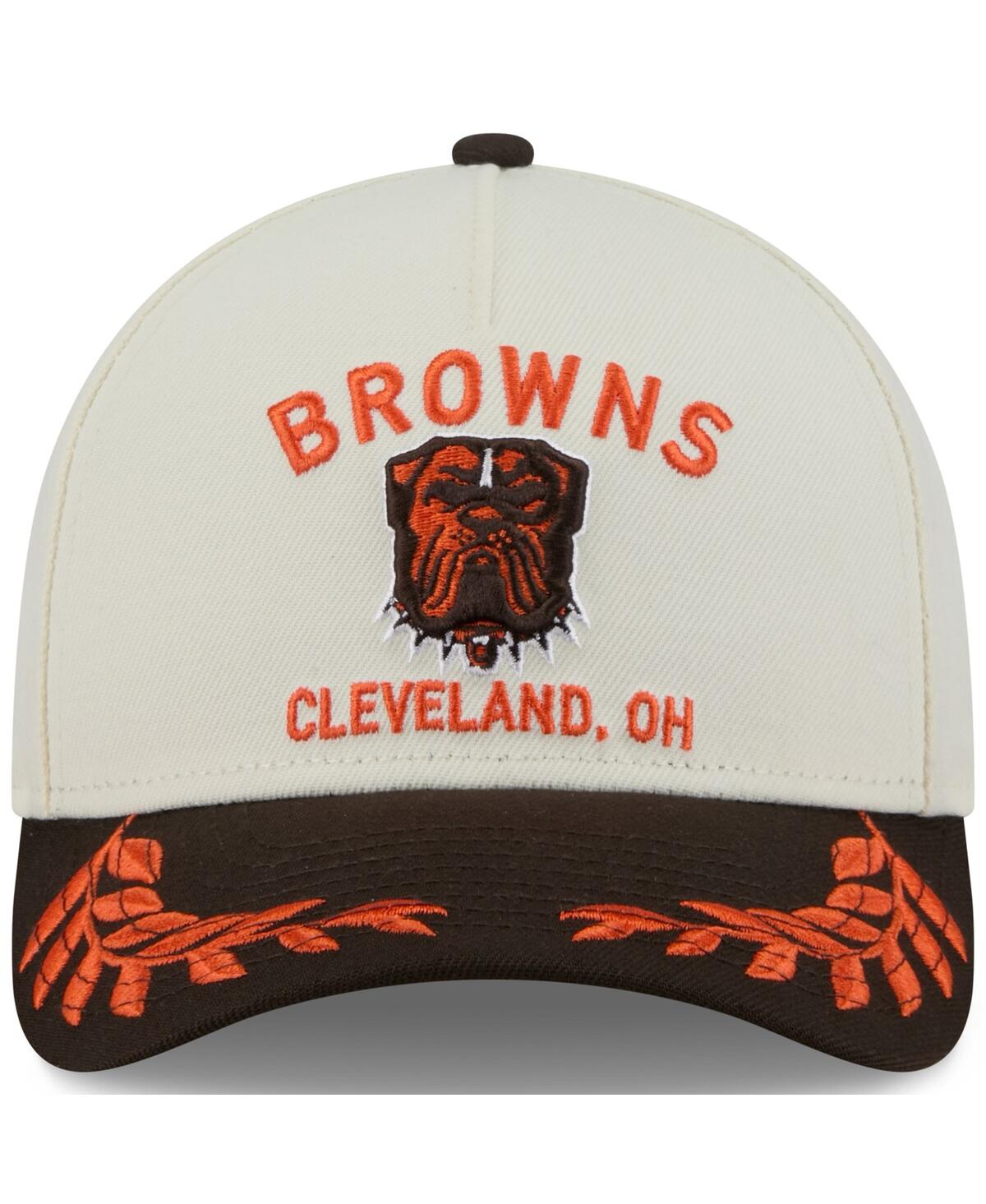 NEW ERA MEN'S CREAM/BROWN CLEVELAND BROWNS 2025 NFL DRAFT 9FORTY A-FRAME M-CROWN ADJUSTABLE HAT 
