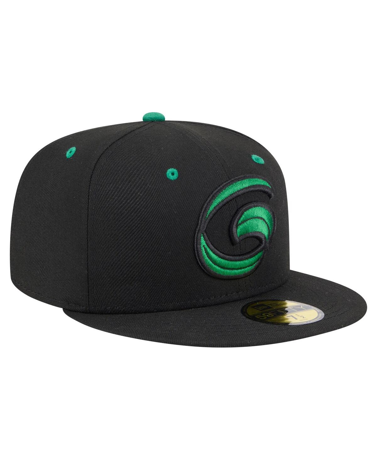 New Era Men's Black Greensboro Grasshoppers Authentic Collection 59fifty Fitted Hat