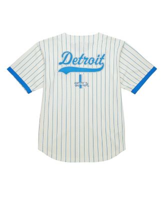 Men's Cream Detroit Lions Final Seconds Vintage Logo Mesh Button-Up Shirt