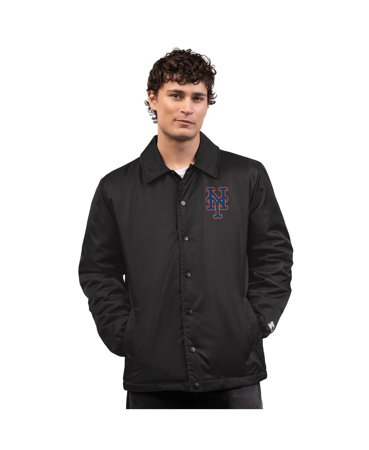 Men's Black New York Mets Full-Snap Coaches Jacket - Black