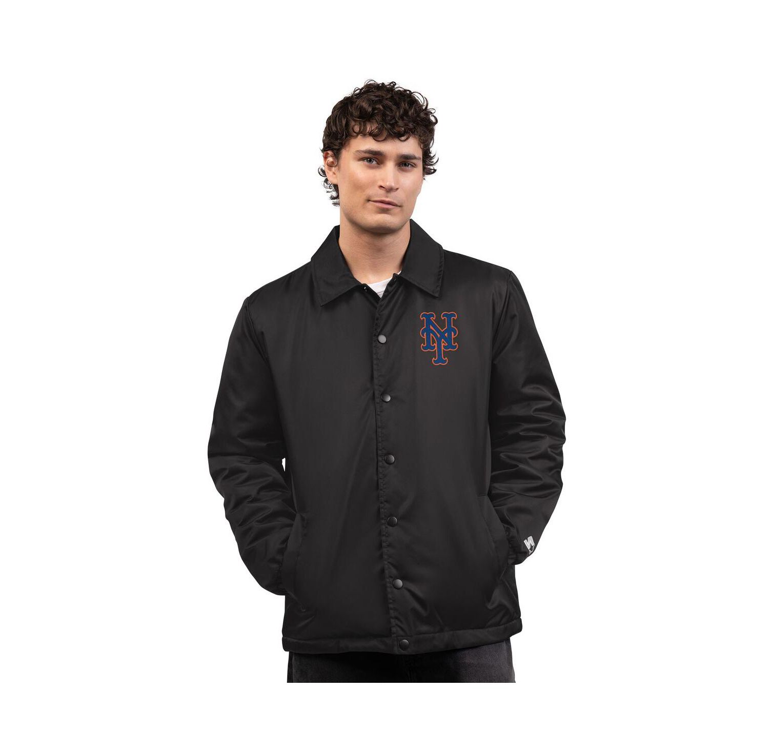 Men's Black New York Mets Full-Snap Coaches Jacket