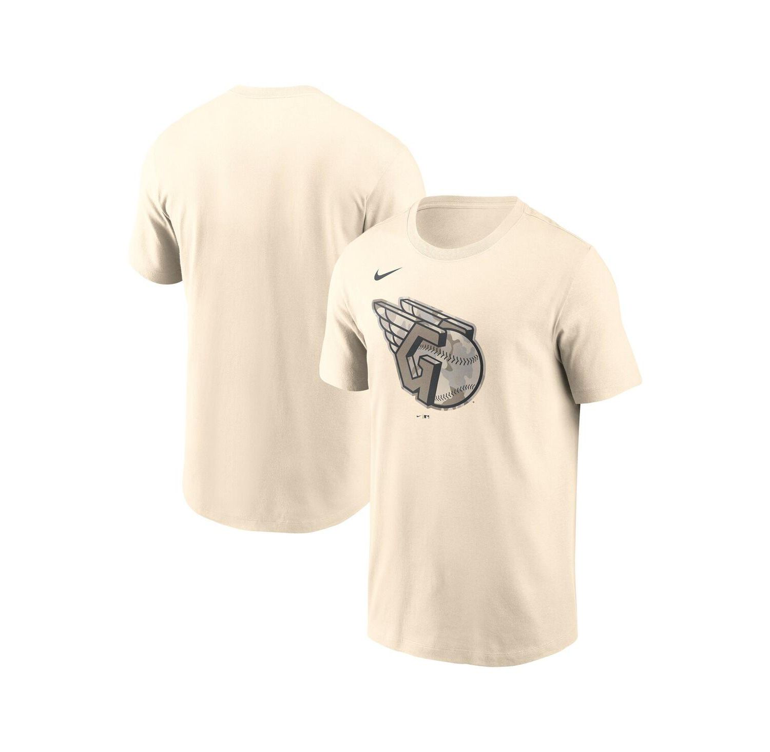 Men's Cream Cleveland Guardians Camo Logo T-Shirt