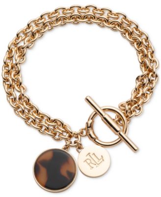 Lauren Ralph Lauren - Gold-Tone Tortoise Logo Flex Bracelet