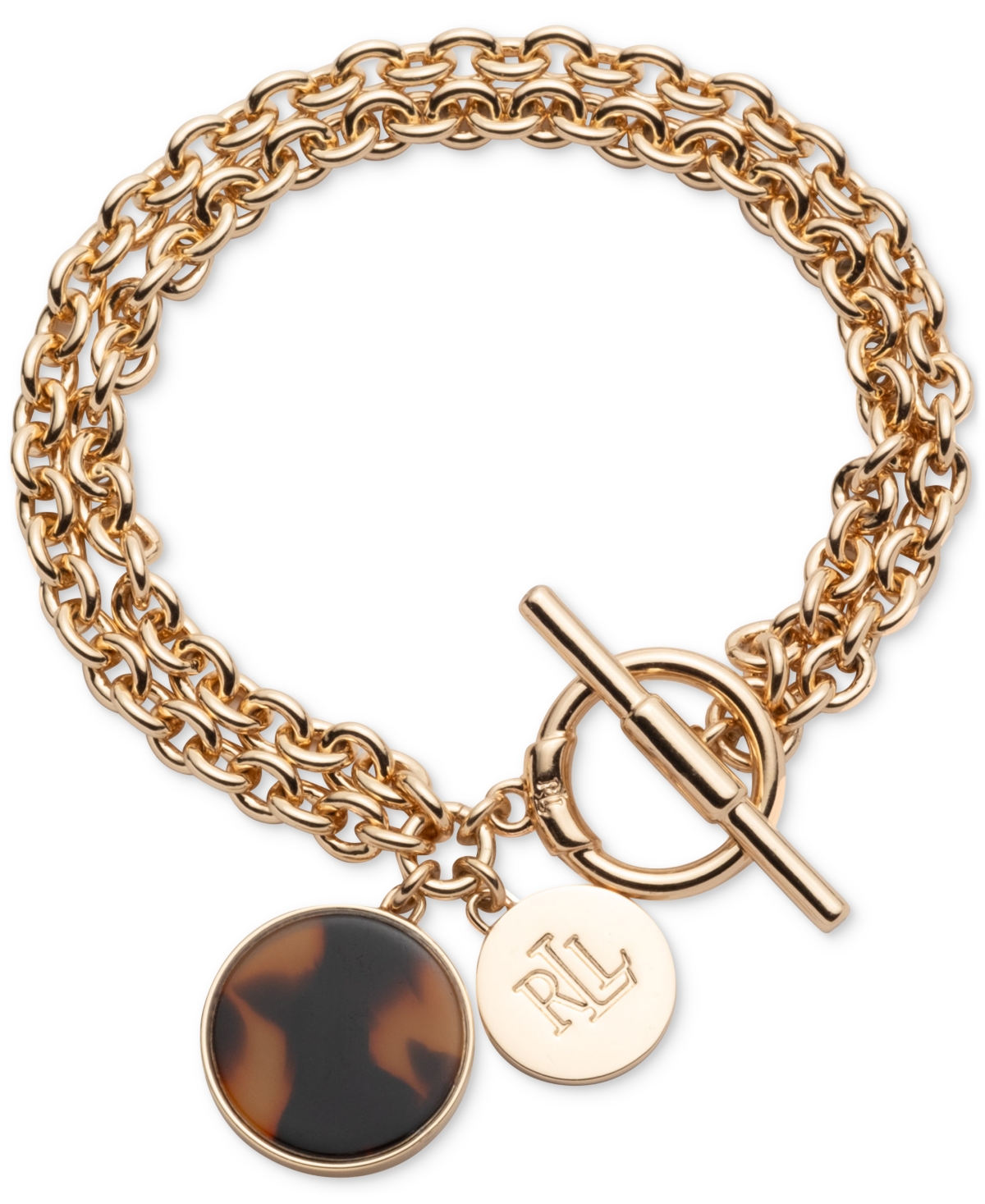 Gold-Tone Tortoise Logo Flex Bracelet - Dark Brown
