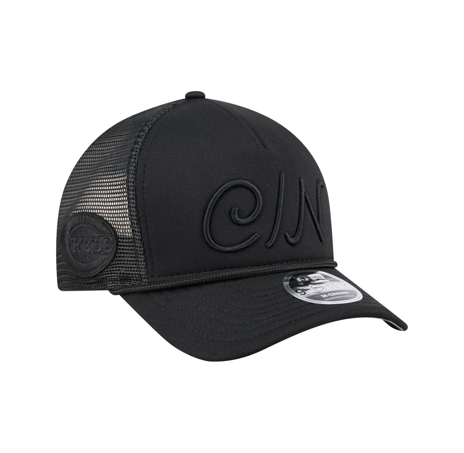 Men's Black Cincinnati Reds City Initial 9FORTY A-Frame M-Crown Adjustable Trucker Hat