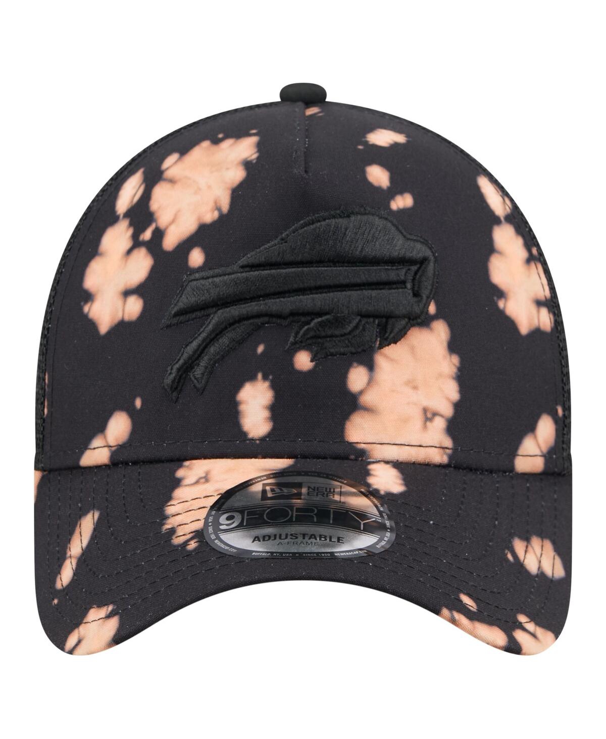 New Era Men's Black Buffalo Bills Bleached 9forty A-frame Adjustable Hat