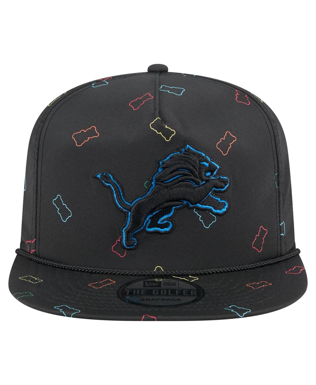 New Era Men's Black Detroit Lions Gummy Golfer Snapback Hat