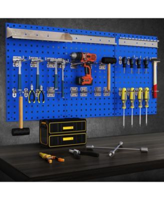 Wall-Mounted Pegboard Kit with 3 Pegboards for Garage Workshop-Navy