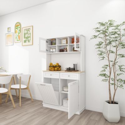 Streamdale Kitchen Trash Cabinet with Shelves and Drawers