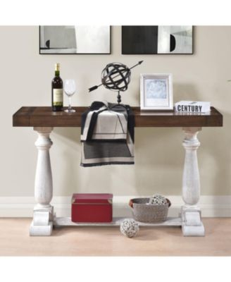 30" Weathered Wood Pedestal Leg Farmhouse Retro Console Table