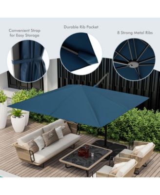 9.5 Feet Square Patio Cantilever Umbrella with 360° Rotation