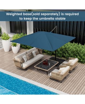 9.5 Feet Square Patio Cantilever Umbrella with 360° Rotation