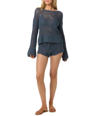Juniors' Consuelo Crochet Bell-Sleeve Top