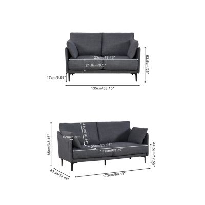 2.5 Seater Sofa For Primary Living Space, Bed Room, Office, USB Charge Port, 2 Pillows,Metel Legs
