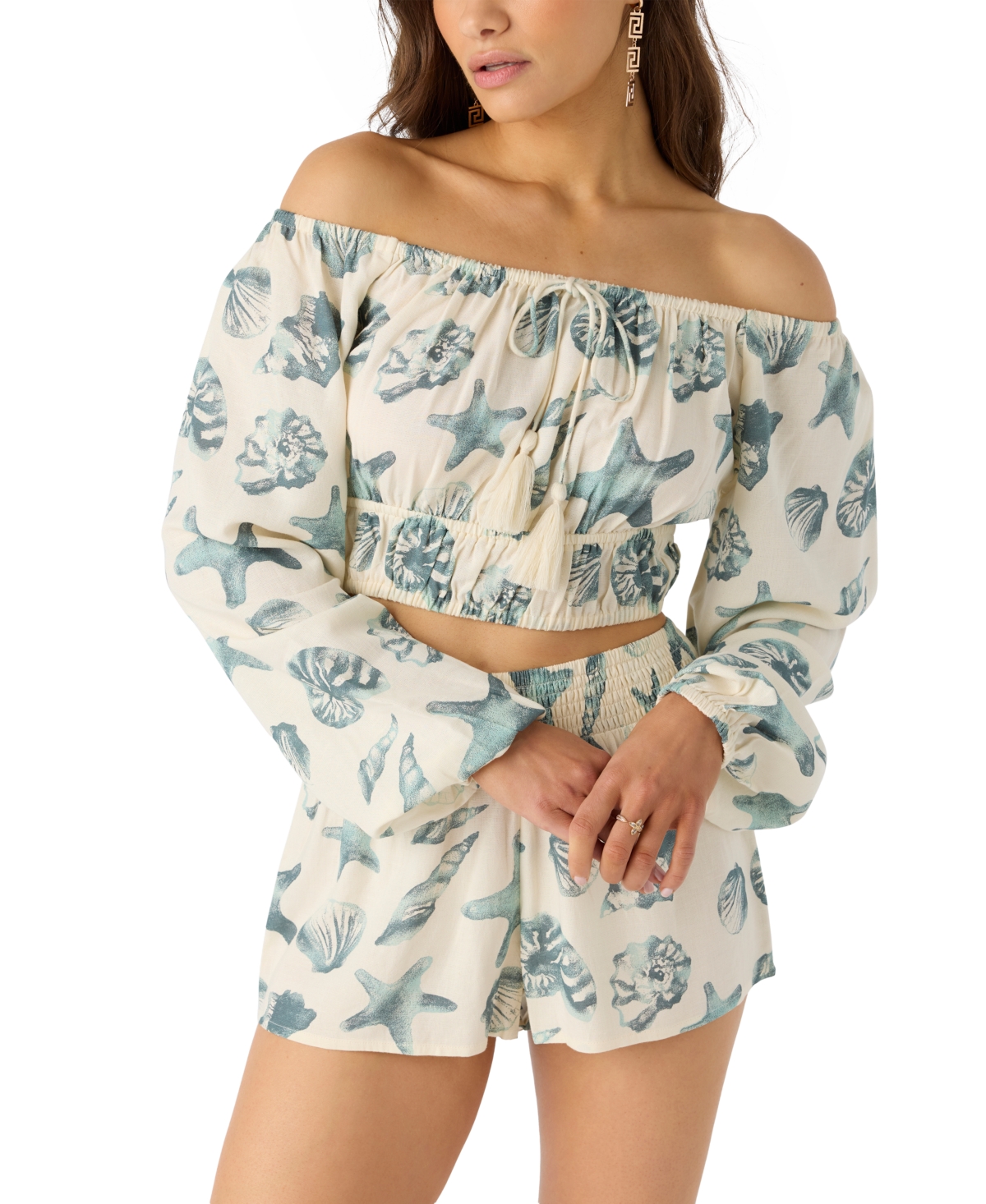 O'neill Juniors' Kammie Seashell-print Crop Top
