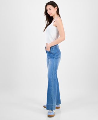 Juniors' Button-Pocket Flare Jeans 