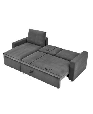 Streamdale L-Shaped Sleeper Sofa Bed with Reversible Chaise and Storage, Washable Gery Corduroy Covers