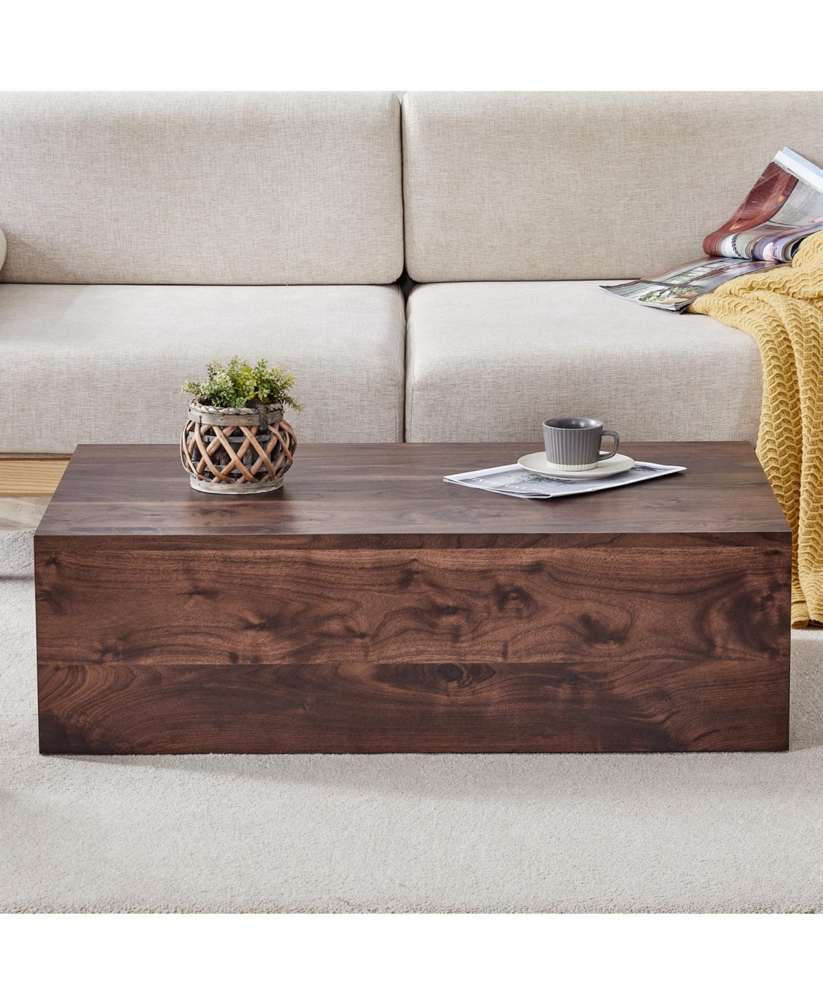 Streamdale Furniture Walnut Wood Grain Coffee Table - Modern Design, Ideal Living Room Accent