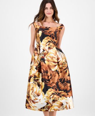Women's Boat-Neck Floral-Print Dress