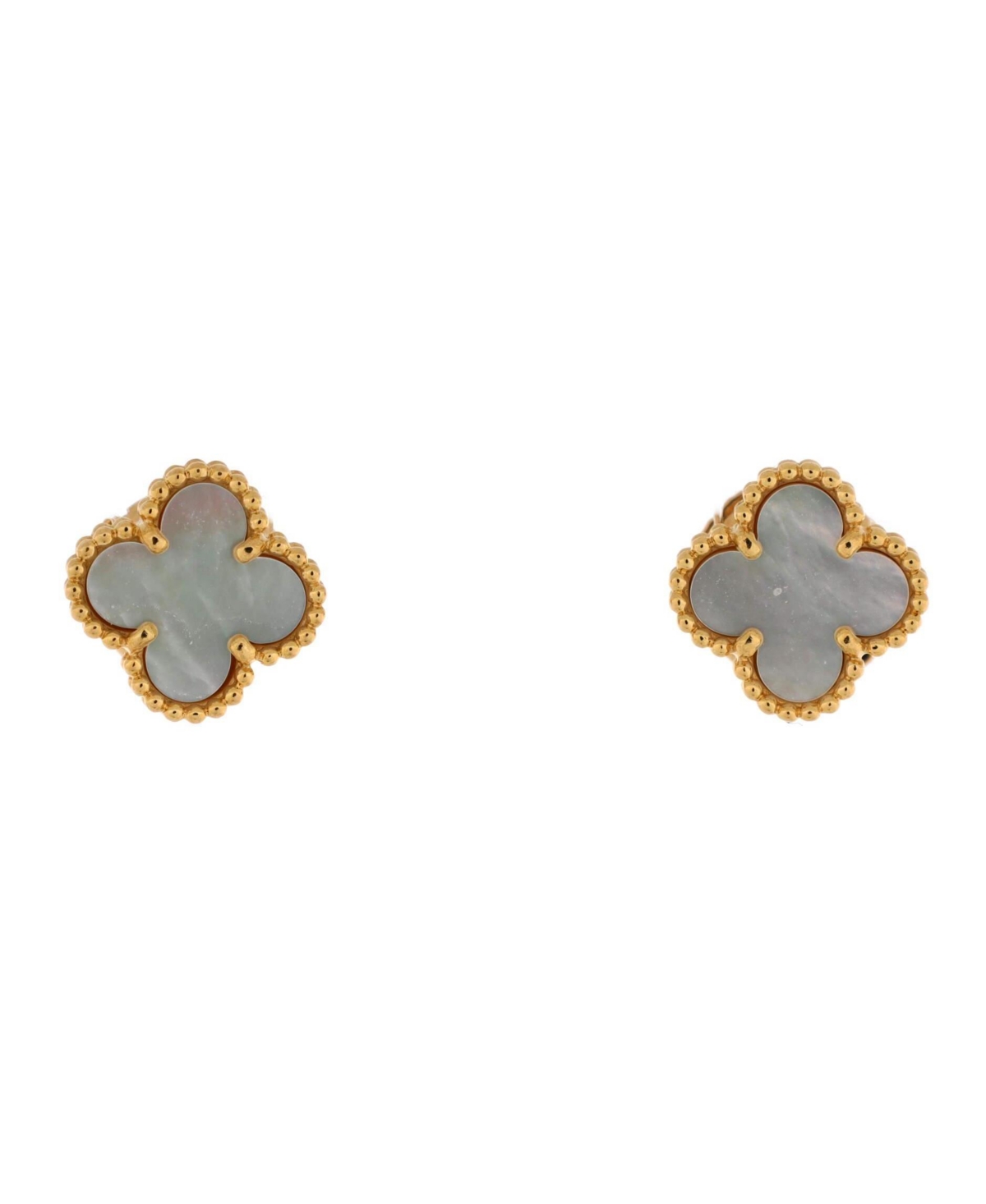Sweet Alhambra Stud Earrings 18K Gold and Mother of Pearl - 18k white gold