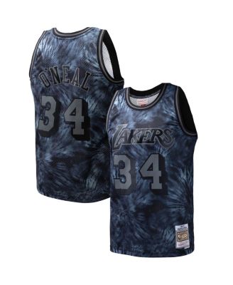 Mitchell & Ness - Men's Shaquille O'Neal Black Los Angeles Lakers Hardwood Classics 1996/97 Tie-Dye Swingman Jersey