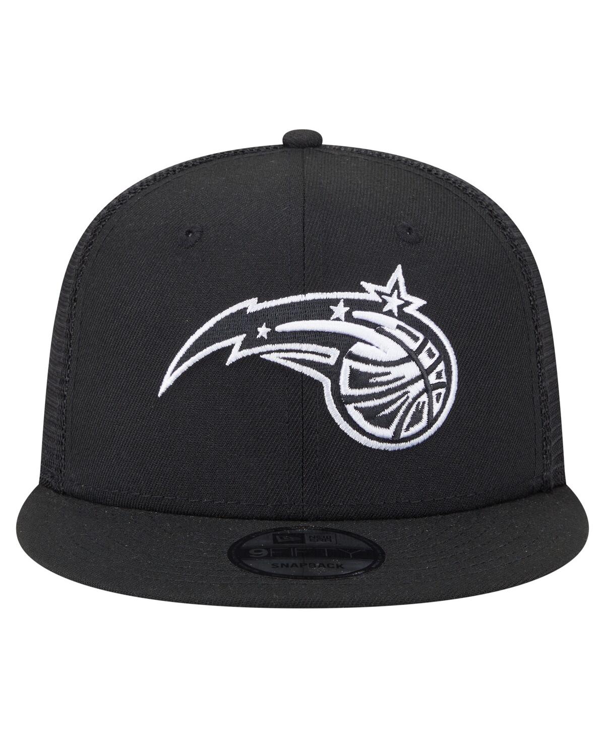 NEW ERA MEN'S BLACK ORLANDO MAGIC 9FIFTY SNAPBACK TRUCKER HAT 