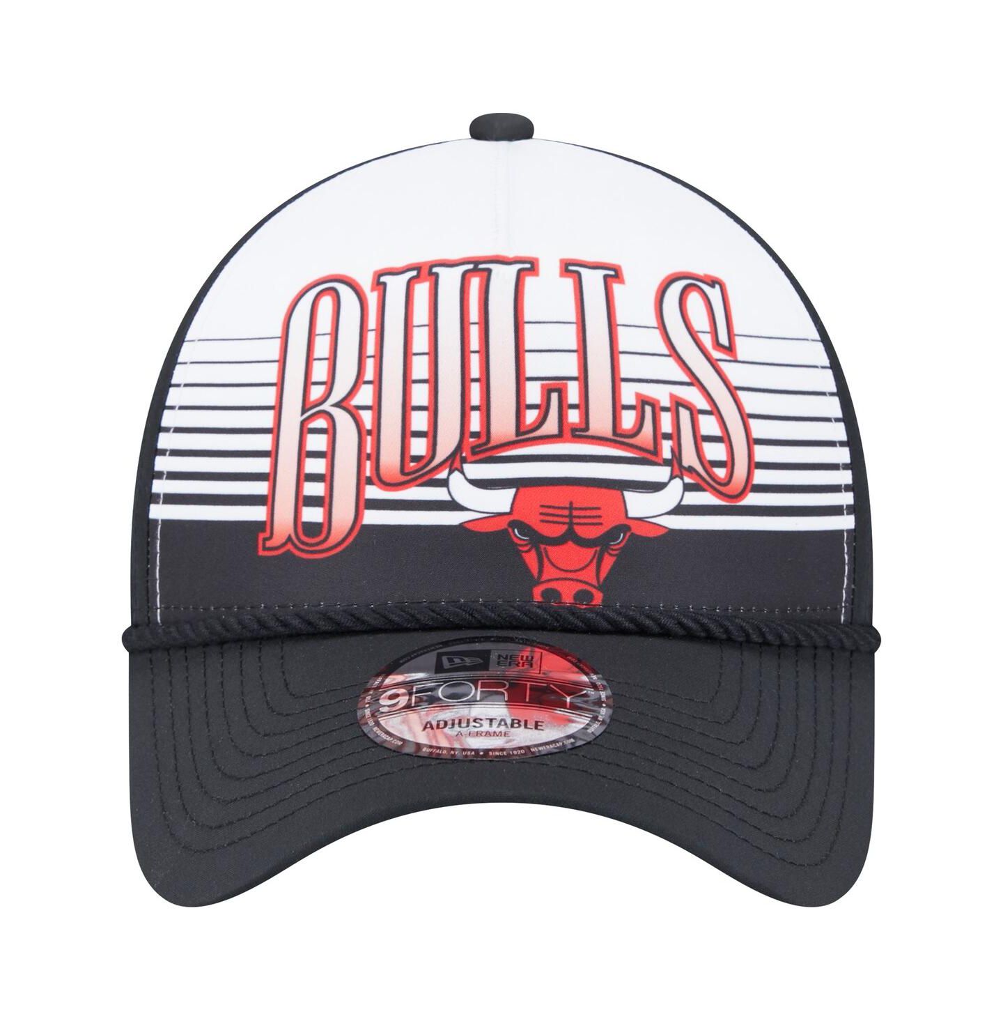 Мужская кепка New Era Black Chicago Bulls Throwback Gradient A-Frame 9FORTY Adjustable Hat — фото 2
