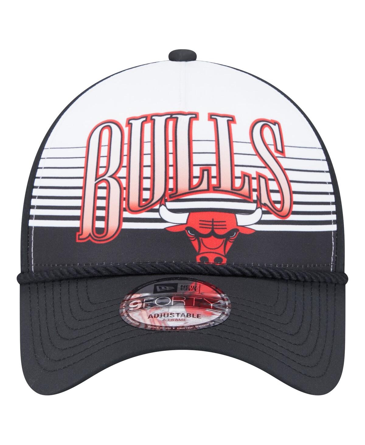 NEW ERA MEN'S BLACK CHICAGO BULLS THROWBACK GRADIENT A-FRAME 9FORTY ADJUSTABLE HAT 