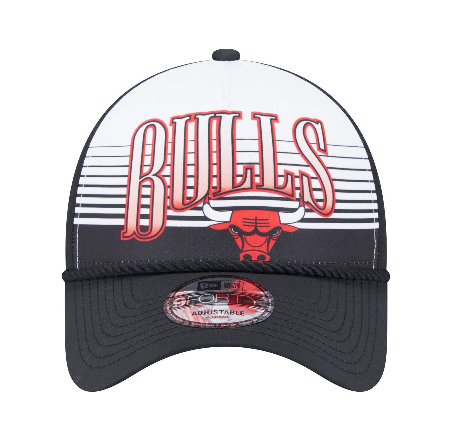 Men's Black Chicago Bulls Throwback Gradient A-Frame 9FORTY Adjustable Hat
