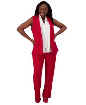 Notched Collar Open-Front Regular & Plus Sizes Vest Jacket