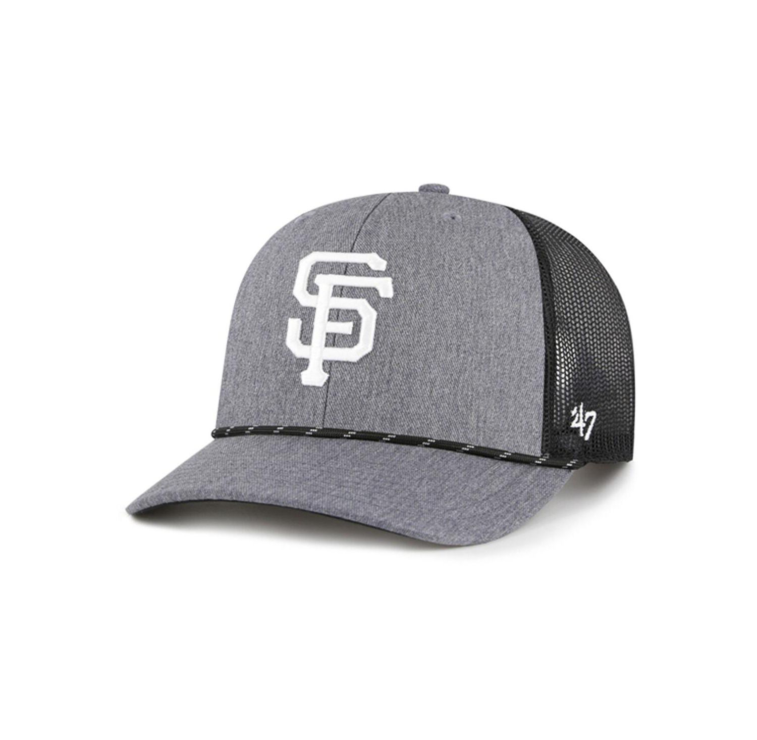 Men's Charcoal San Francisco Giants Carbon Rope Trucker Adjustable Hat