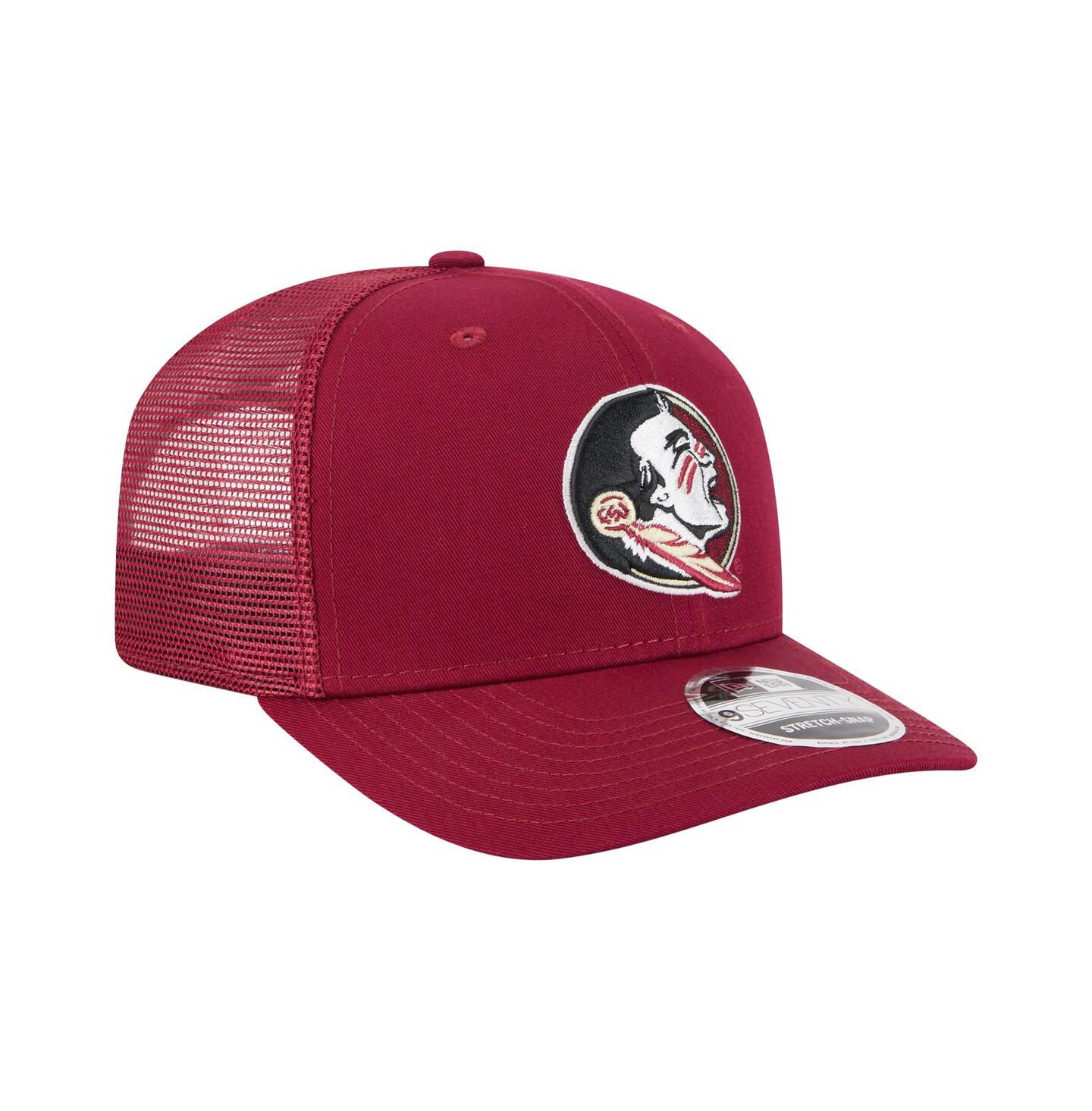 Мужская кепка New Era Garnet Florida State Seminoles Primary 9SEVENTY Trucker Stretch-Snap Hat — фото 3