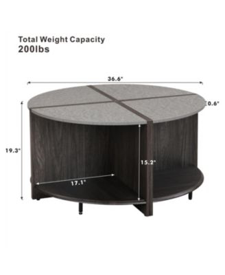 Streamdale 4 Piece of Industrial Round Coffee Table,Sturdy and Easy Assembly, 2-Tier with Storage for Living Room, Garden, gray