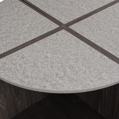 Streamdale 4 Piece of Industrial Round Coffee Table,Sturdy and Easy Assembly, 2-Tier with Storage for Living Room, Garden, gray