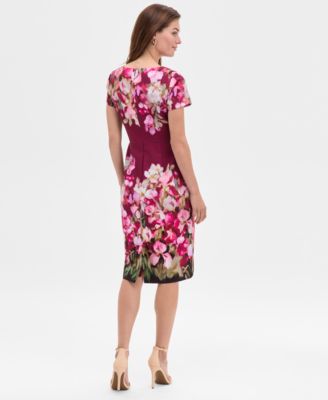 Women's Floral-Print Tie-Front Sheath Dress