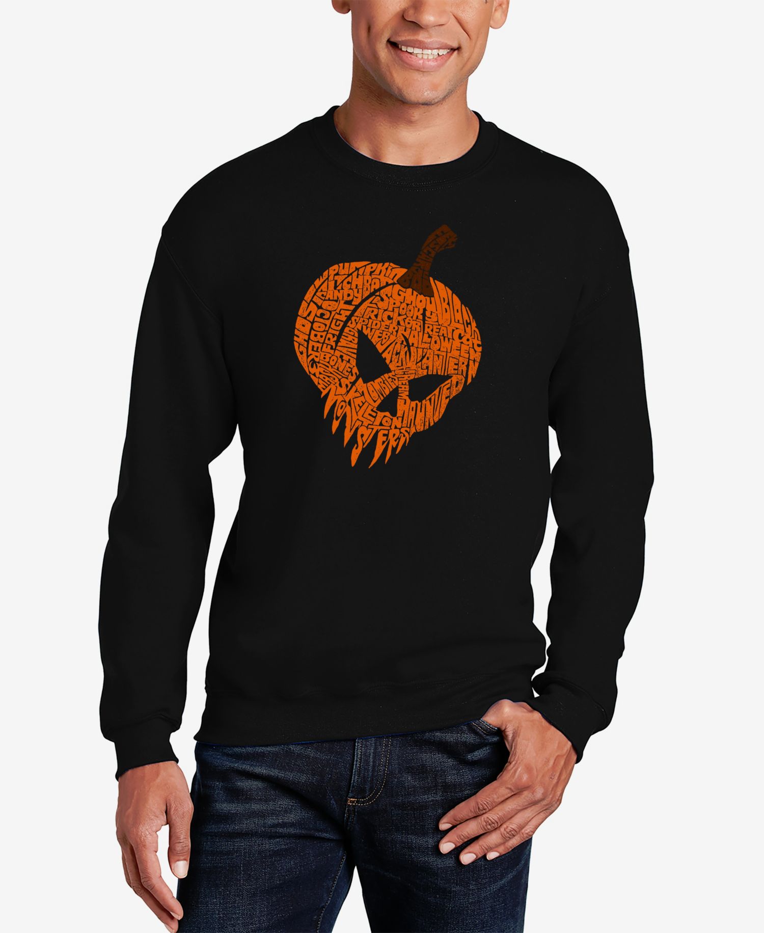 Men's Evil Pumpkin Word Art Crewneck Sweatshirt