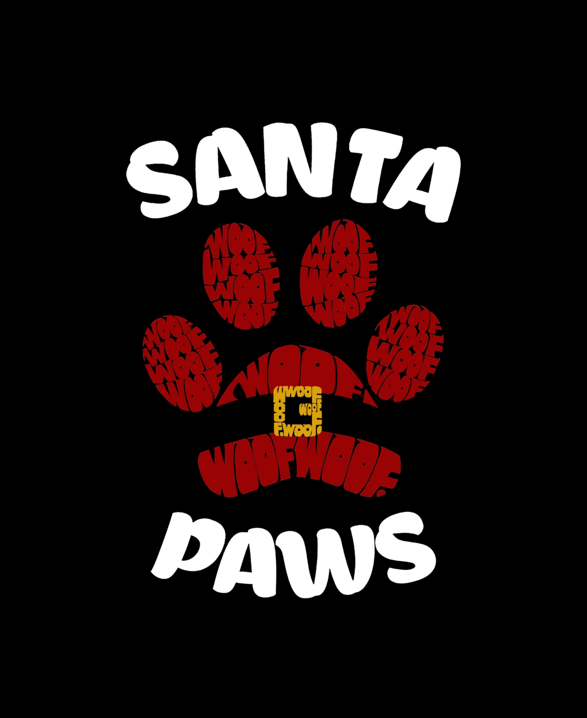La Pop Art Men's Santa Paws Word Art Crewneck Sweatshirt