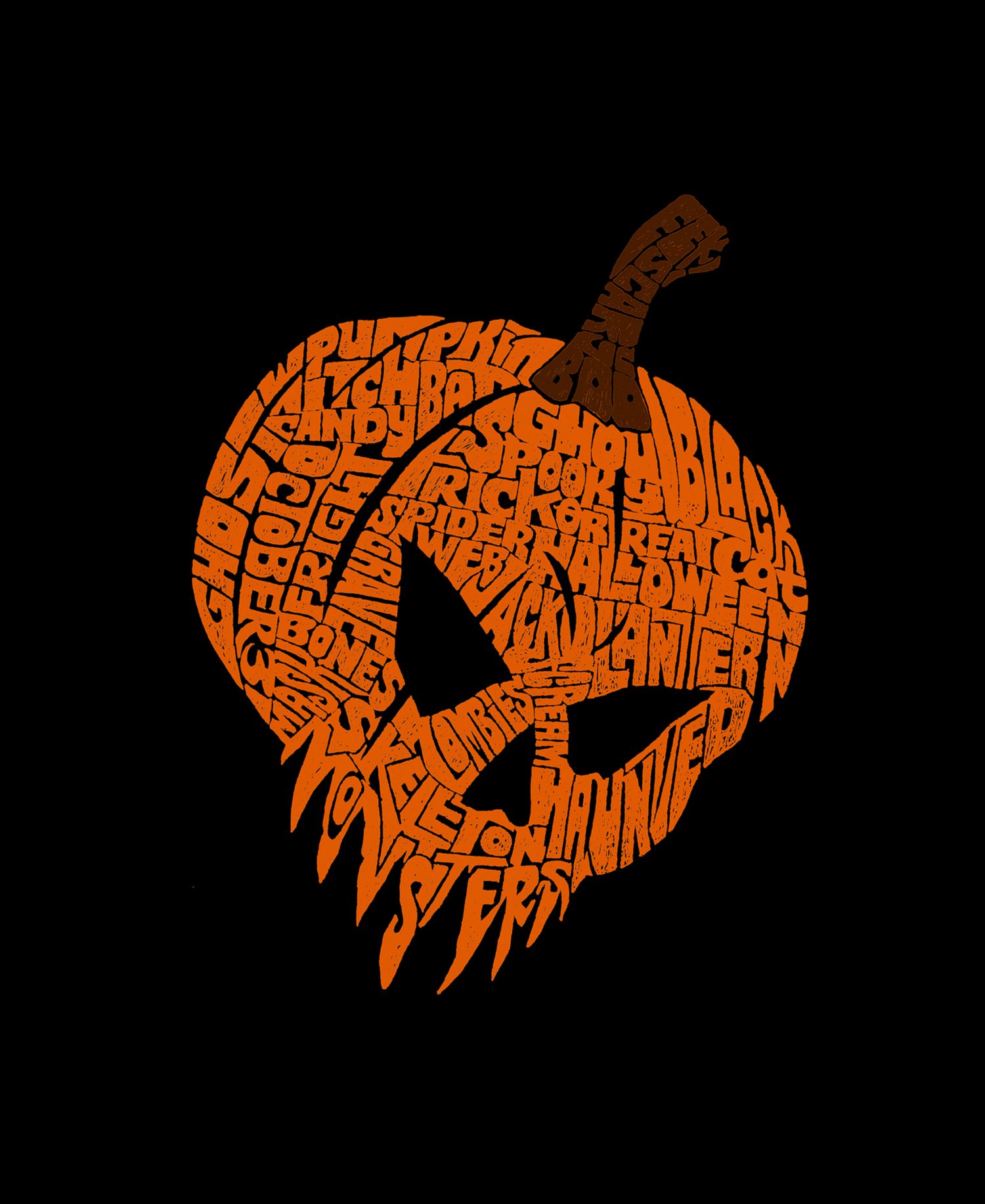 Men's Evil Pumpkin Word Art T-Shirt