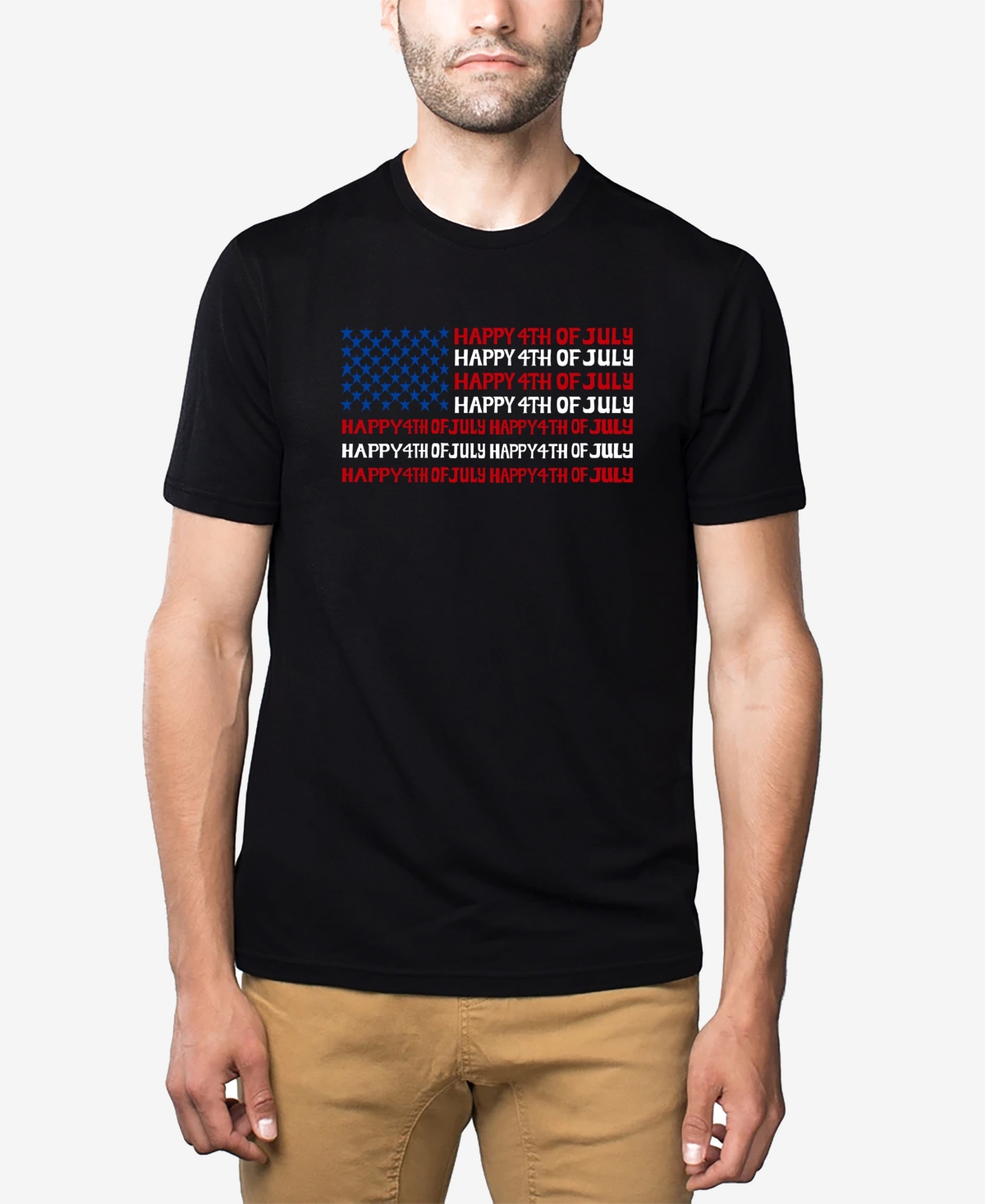 La Pop Art Men's Happy 4th Of July Premium Blend Word Art T-shirt