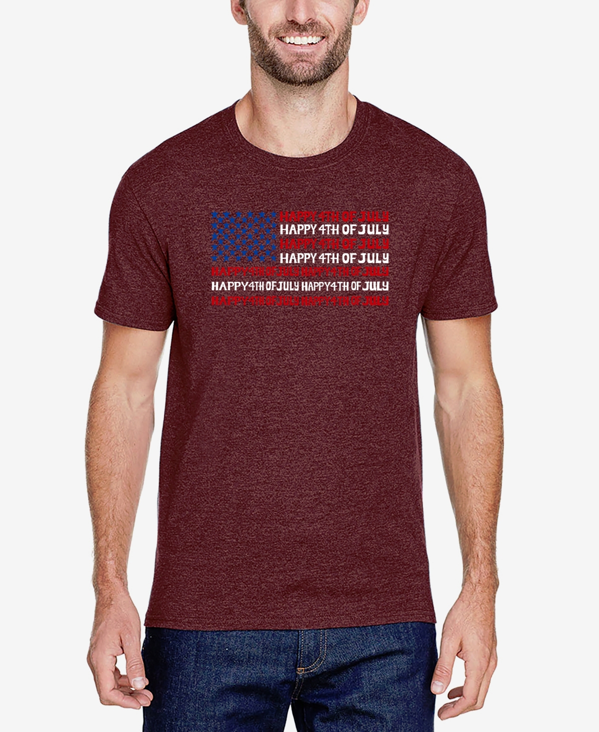La Pop Art Men's Happy 4th Of July Premium Blend Word Art T-shirt