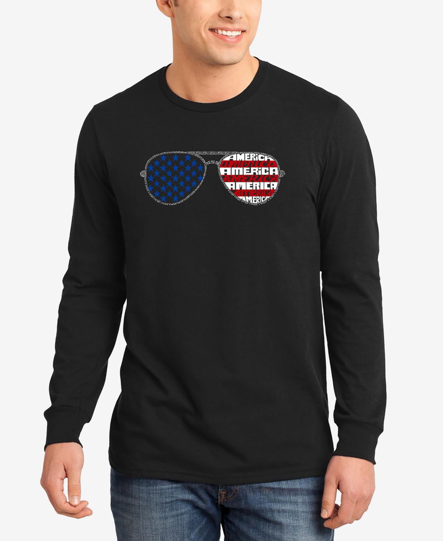 Men's Americana Sunglasses Word Art Long Sleeve T-Shirt