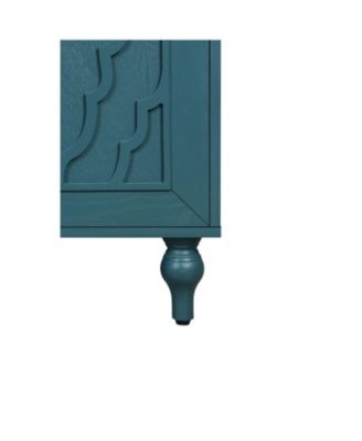 63" Storage Cabinet with Carved Doors & Adjustable Shelves