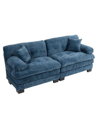 Streamdale Blue Chenille Sectional Sofa Sleeper