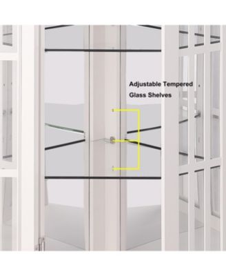 Corner Curio Cabinet with Adjustable Glass Shelves and Mirrored Back