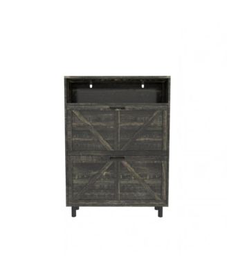 Streamdale Farmhouse Shoe Storage Cabinet with Barn Door and Flip Drawers