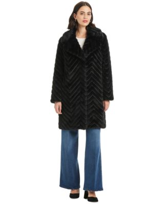 Women's Chevron Textured Faux-Fur Coat, Exclusively at Macy's