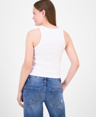 Rebel + Leigh Juniors' Rhinestone Crewneck Tank Top - Macy's