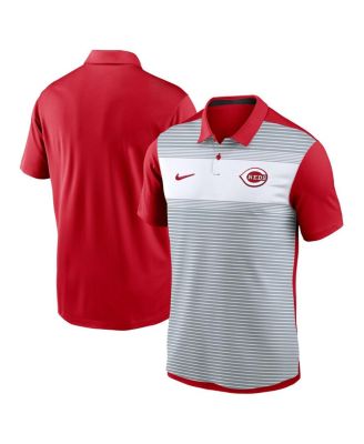 Nike - Men's White/Red Cincinnati Reds Vapor Striped Performance Polo
