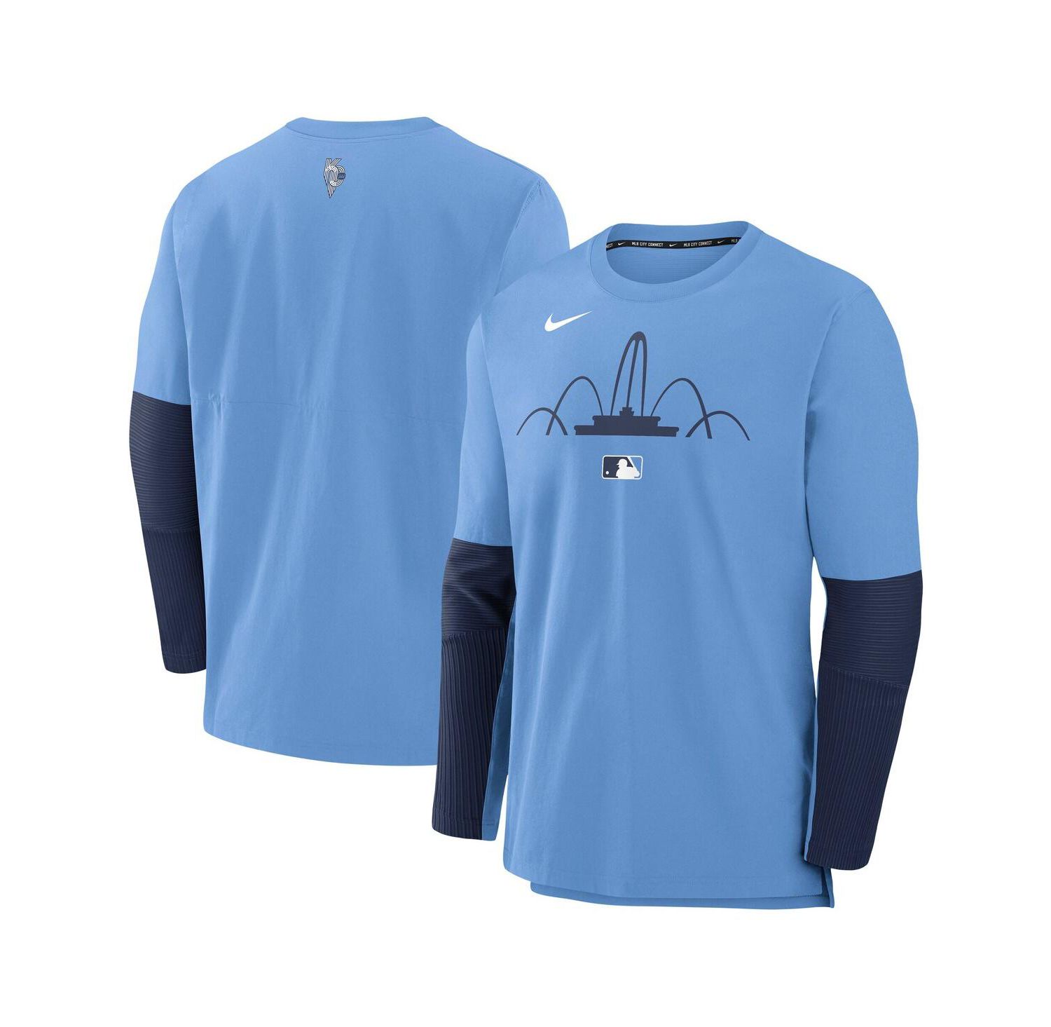Men's Light Blue Kansas City Royals Authentic Collection City Connect Lightweight Player Tri-Blend Performance Long Sleeve T-Shirt